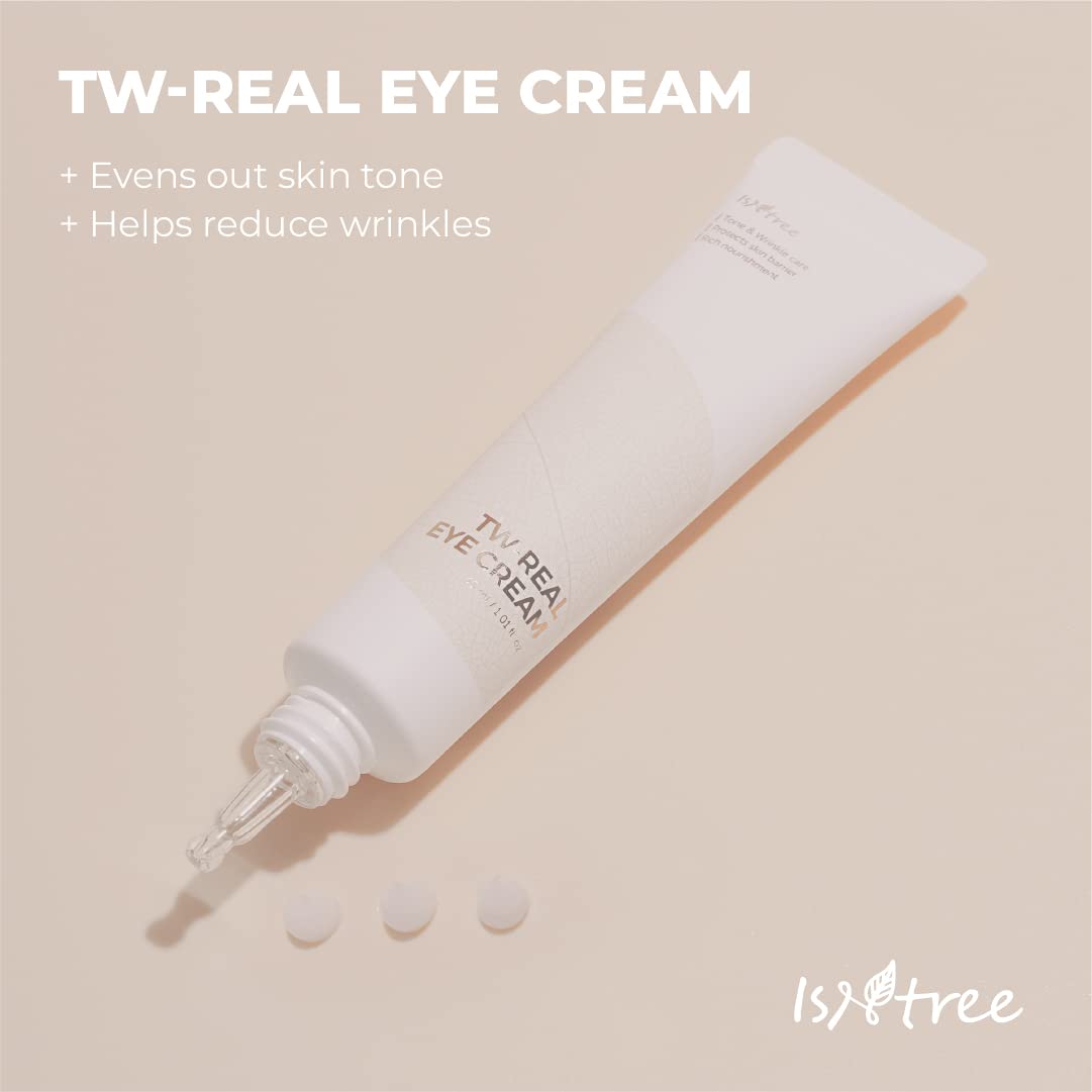 ISNTREE TW-REAL Eye Cream 30ml, 1.01 fl oz | Korean Eye Cream for Dark Circles, Fine Lines, Puffiness & Dryness | Hydrating Under Eye Care