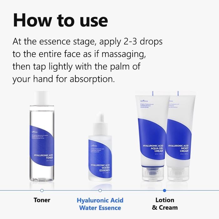 ISNTREE Hyaluronic Acid Water Essence 50ml 1.69 fl.oz | Water Serum | Replenishes moisture | Non-sticky finish