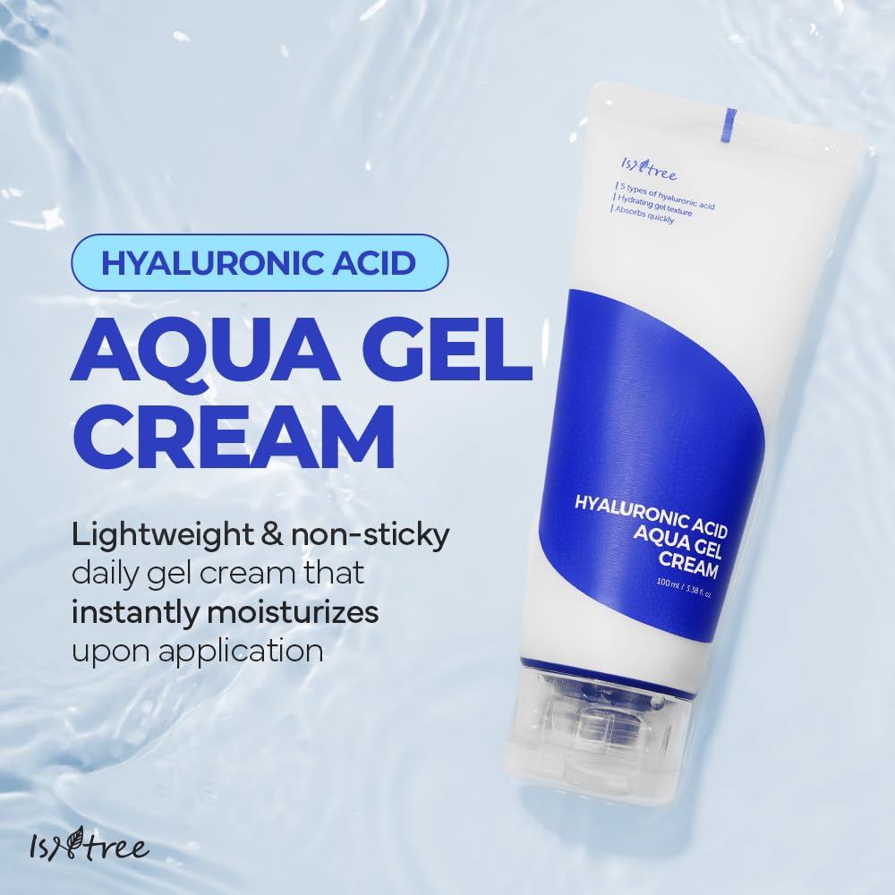 IsNtree Hyaluronic Acid Aqua Gel Cream 100ml, 3.38 fl oz | Korean Skincare | Lightweight Moisturizer | Quick-Absorbing Hydration | For Oily to Combination Skin