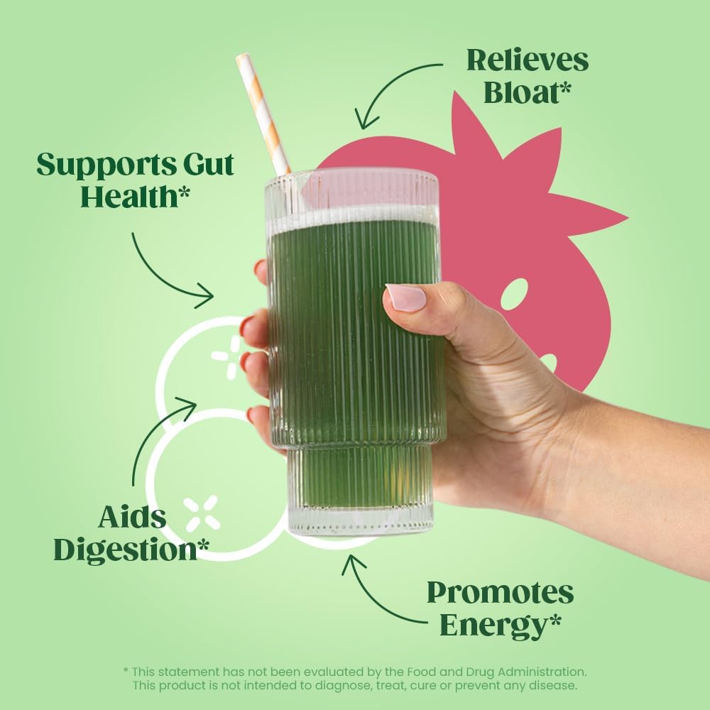 Bloom Nutrition Superfood Greens Powder, Berry + Milk Frother