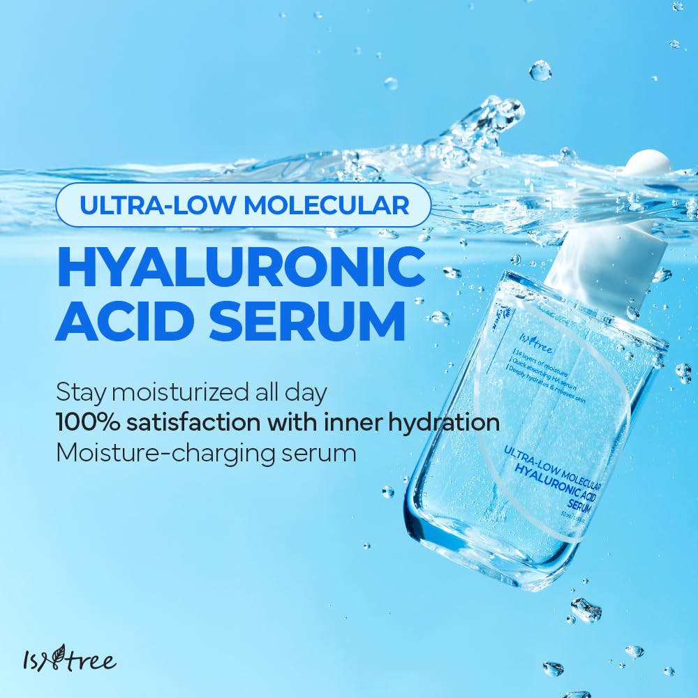 ISNTREE Ultra-Low Molecular Hyaluronic Acid Serum 1.69 fl.oz | Vegan Korean Skincare | 14-Complex Hyaluronic Acid | Deep Hydration | Lightweight & Fast-Absorbing