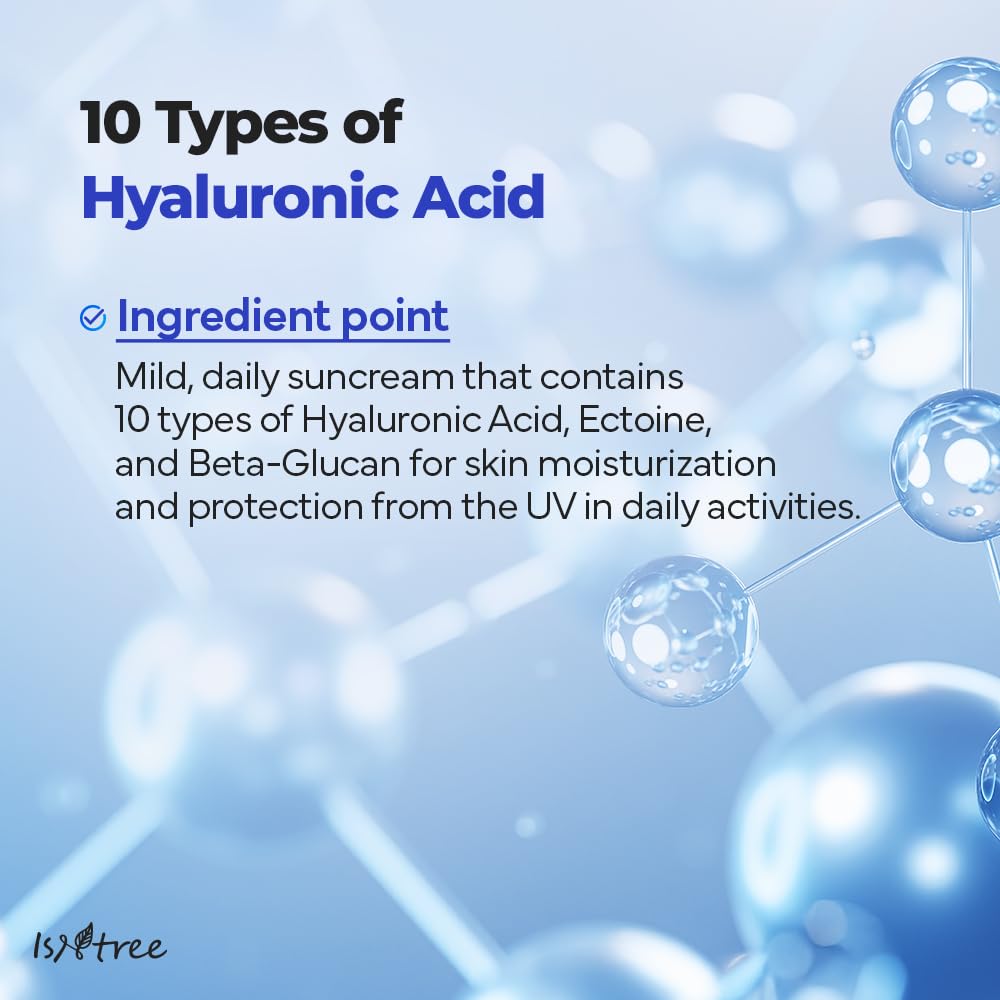 ISNTREE Hyaluronic Acid Daily Sun Gel 50ml, 1.69 fl oz | SPF 30 | Korean Skincare | Moisturizing | No White Cast | Lightweight | Mild Formula | Daily SPF | Korean Sunscreen | Broad Spectrum