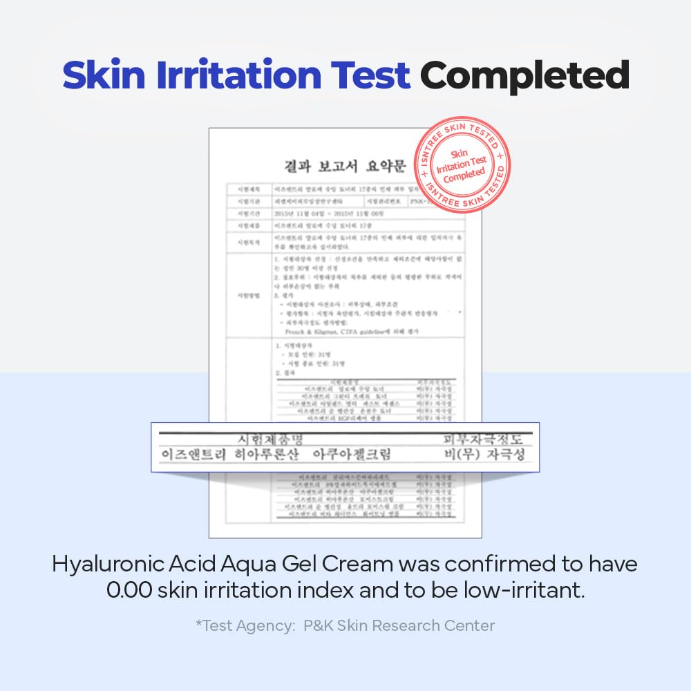 IsNtree Hyaluronic Acid Aqua Gel Cream 100ml, 3.38 fl oz | Korean Skincare | Lightweight Moisturizer | Quick-Absorbing Hydration | For Oily to Combination Skin