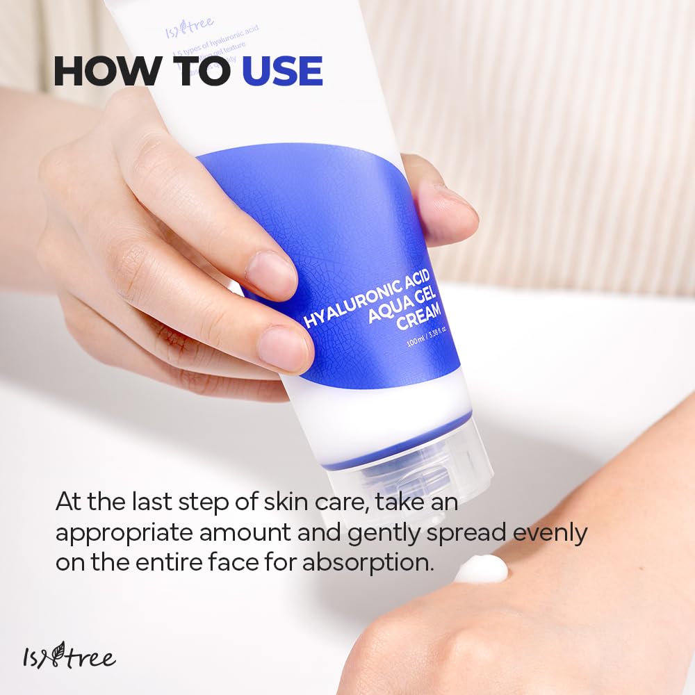 IsNtree Hyaluronic Acid Aqua Gel Cream 100ml, 3.38 fl oz | Korean Skincare | Lightweight Moisturizer | Quick-Absorbing Hydration | For Oily to Combination Skin