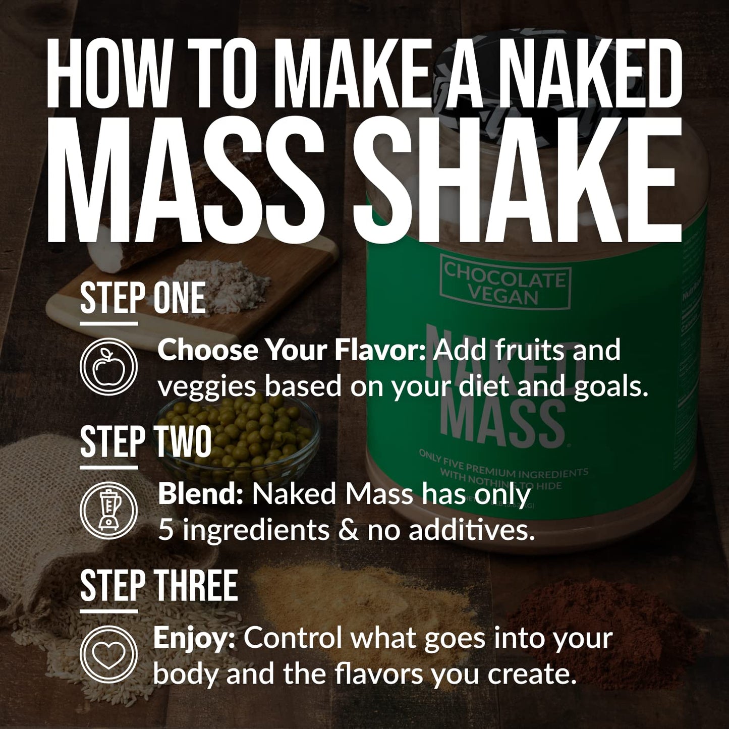 NAKED Vegan Mass - Natural Vegan Weight Gainer Protein Powder