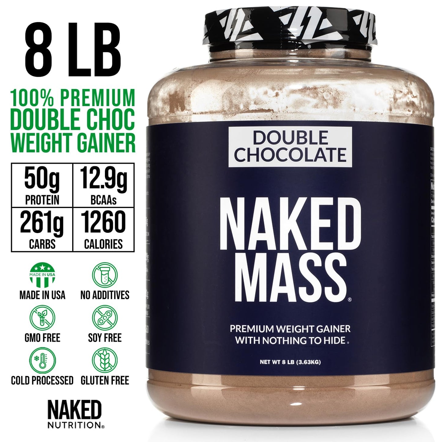 NAKED Chocolate Mass Gainer - All Natural Weight Gainer Protein Powder