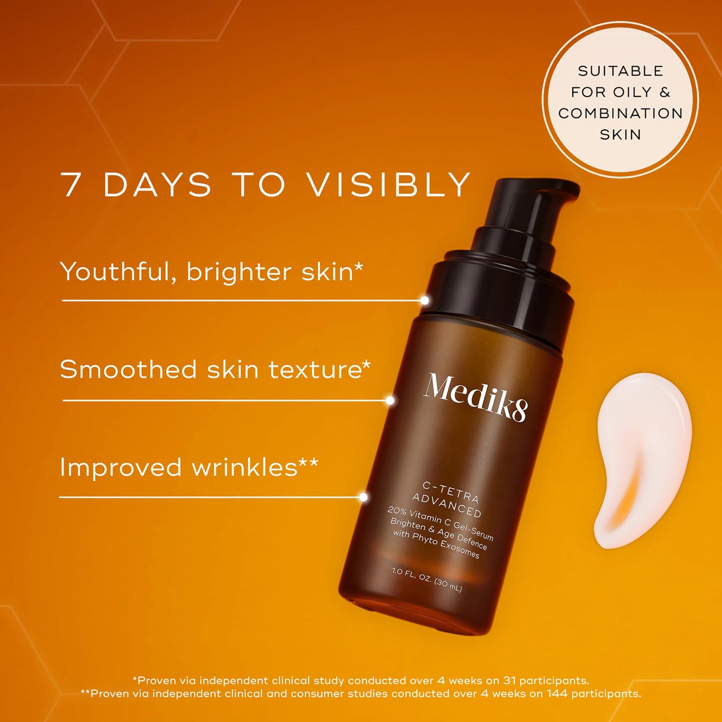 Medik8 C-Tetra - Brightening, Balancing, Plumping Daily Vitamin C Face Serum - Firms and Smooths Fine Lines and Wrinkles - With Squalane - 1.0 oz