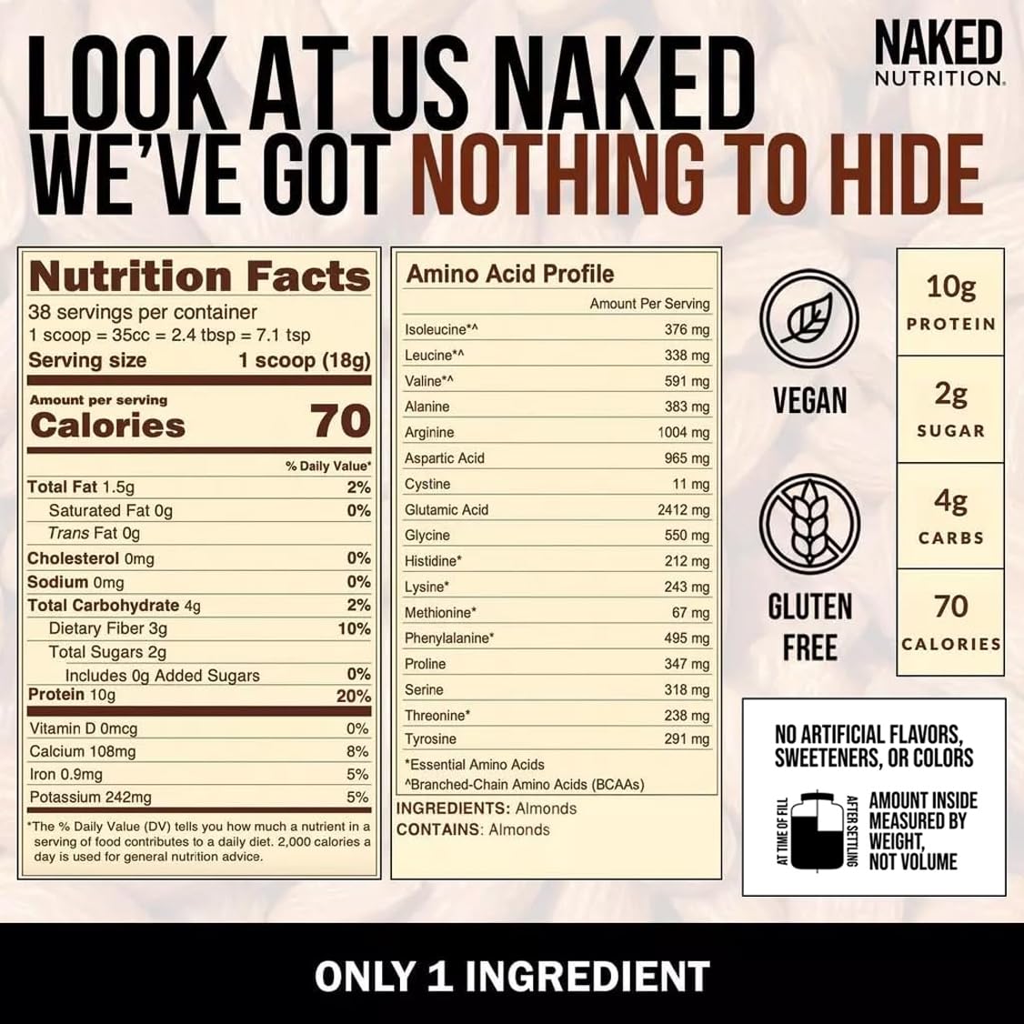 NAKED Almond Protein Powder from US Farms, Only 1 Ingredient