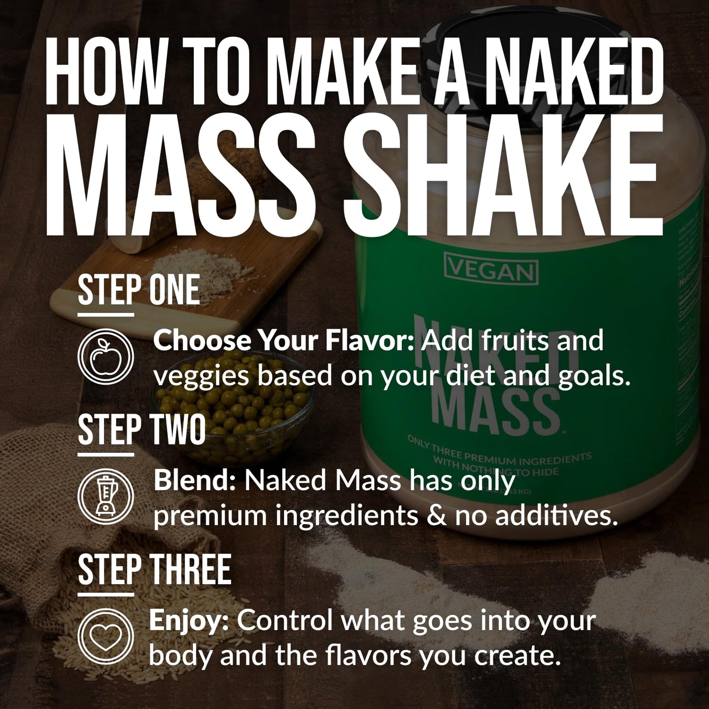 NAKED Vegan Mass - Natural Vegan Weight Gainer Protein Powder