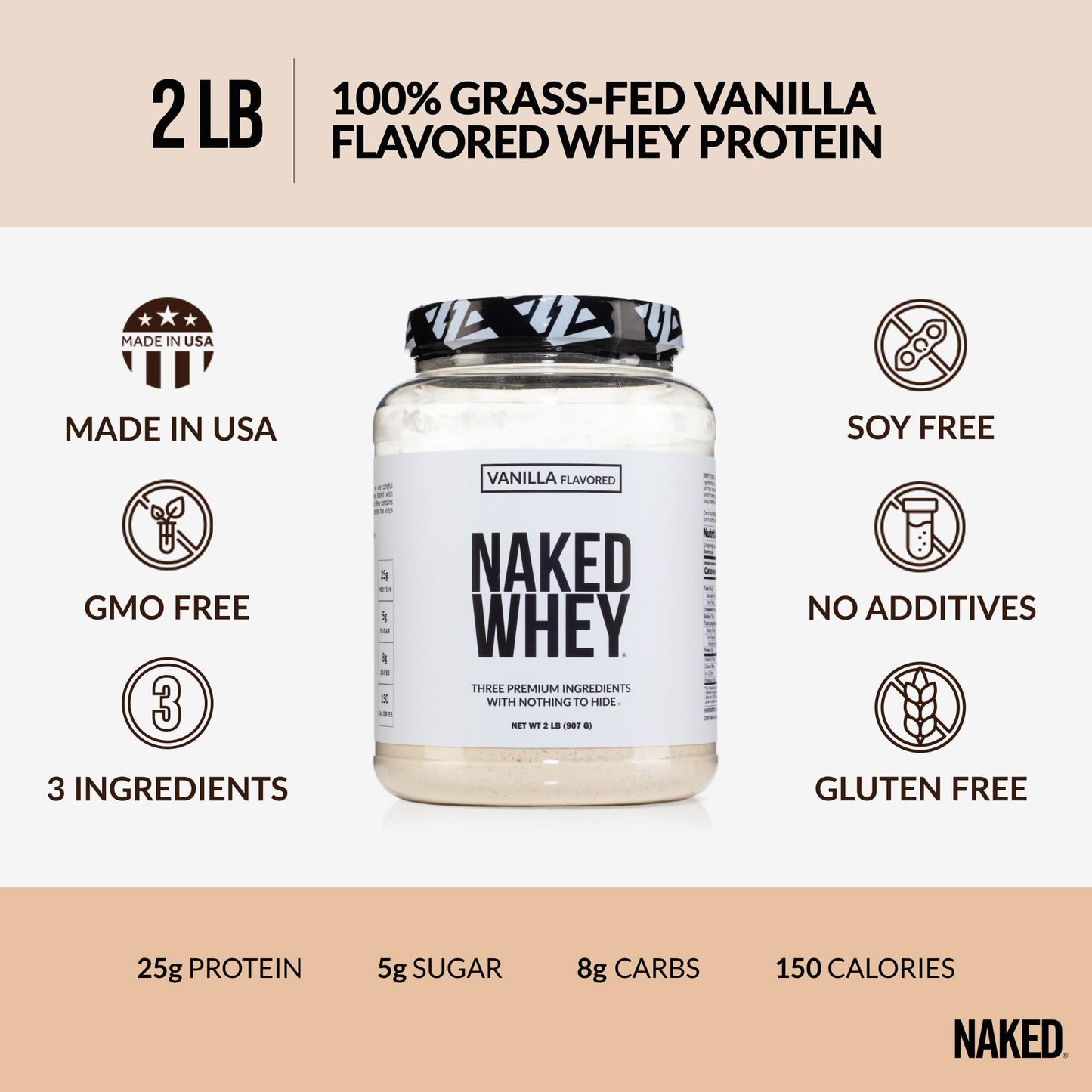 NAKED Whey Vanilla Protein Powder - Grass Fed