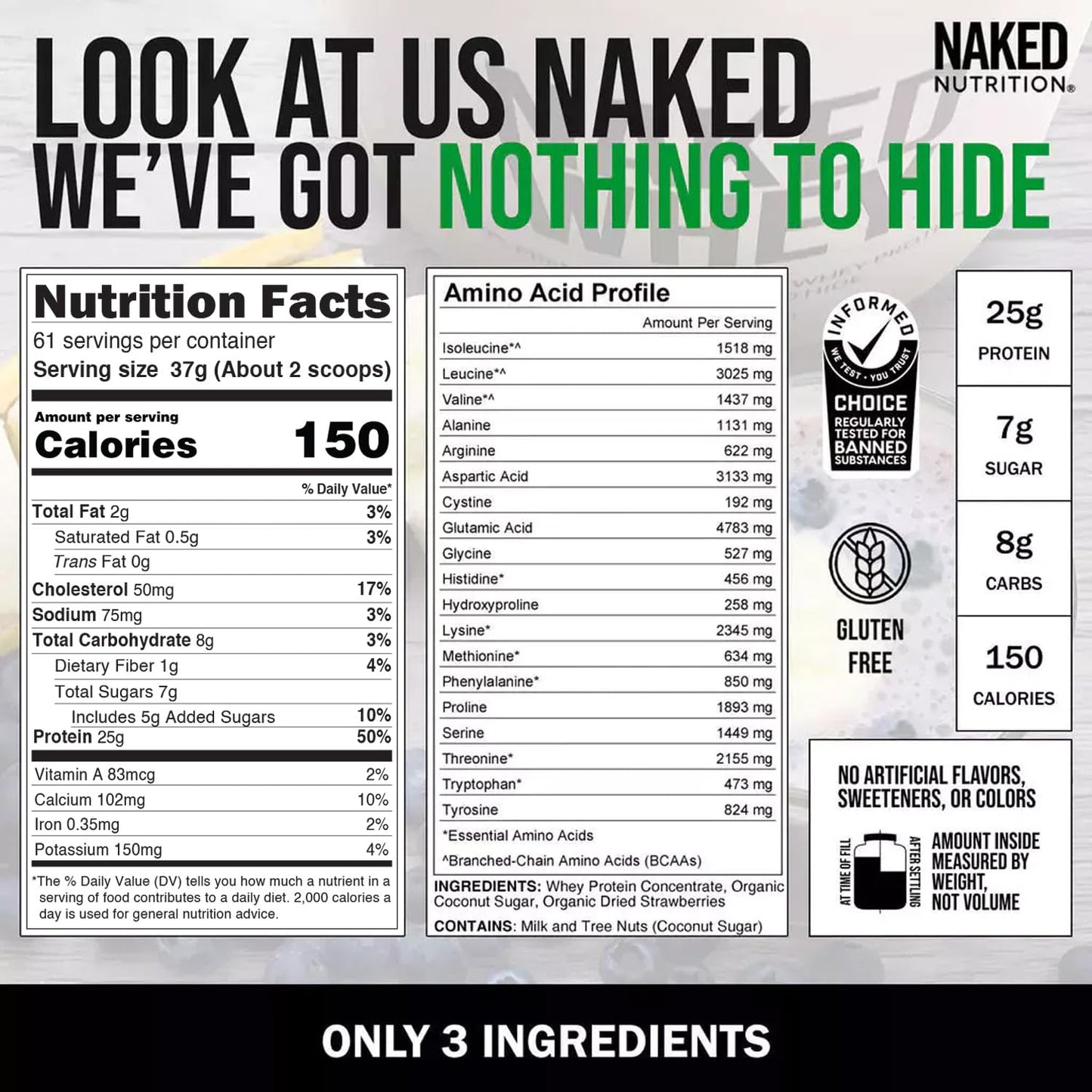 NAKED Whey Vanilla Protein Powder - Grass Fed