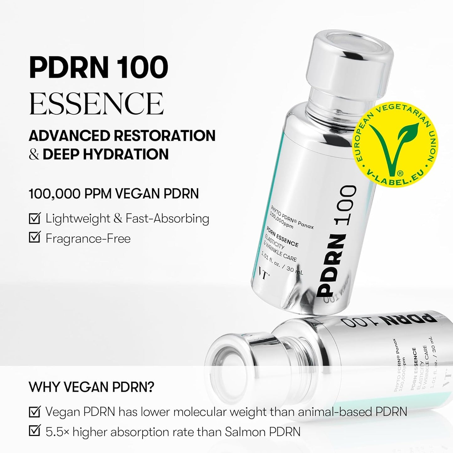 VT COSMETICS PDRN 100 Essence, Intensive Glow Serum