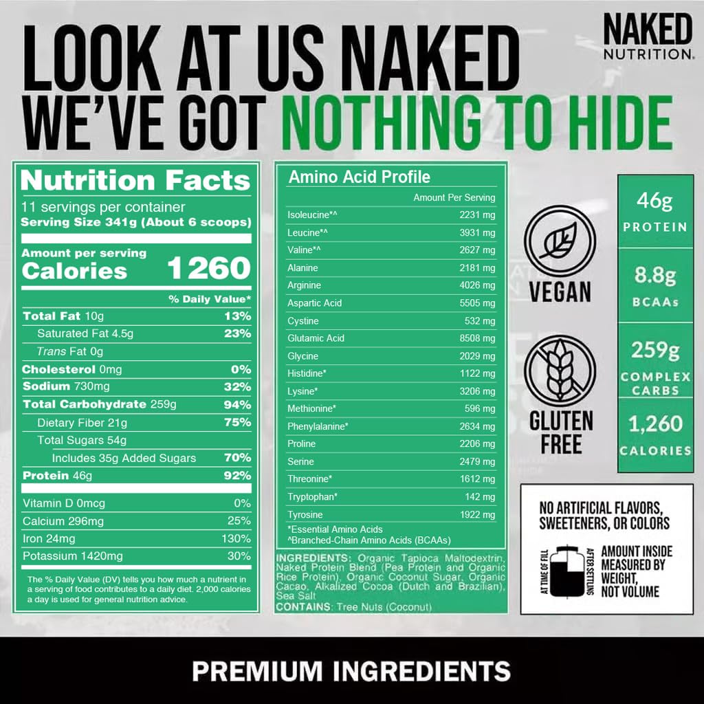 NAKED Vegan Mass - Natural Vegan Weight Gainer Protein Powder