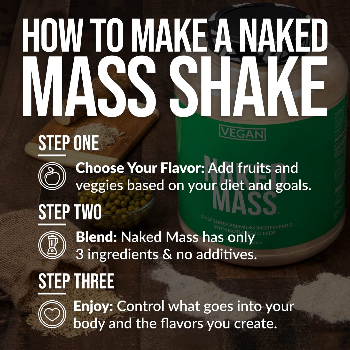 NAKED Vegan Mass - Natural Vegan Weight Gainer Protein Powder