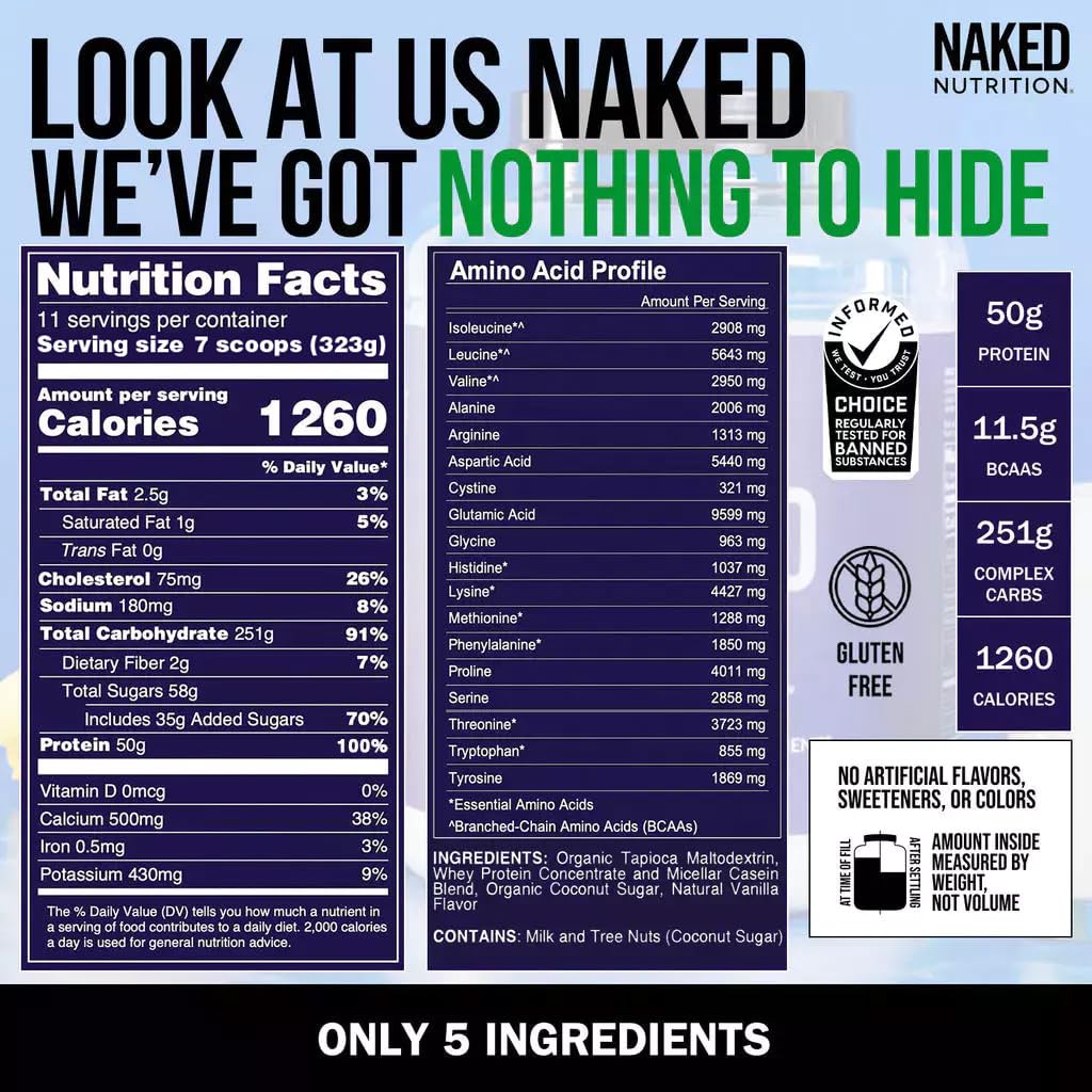 NAKED Chocolate Mass Gainer - All Natural Weight Gainer Protein Powder