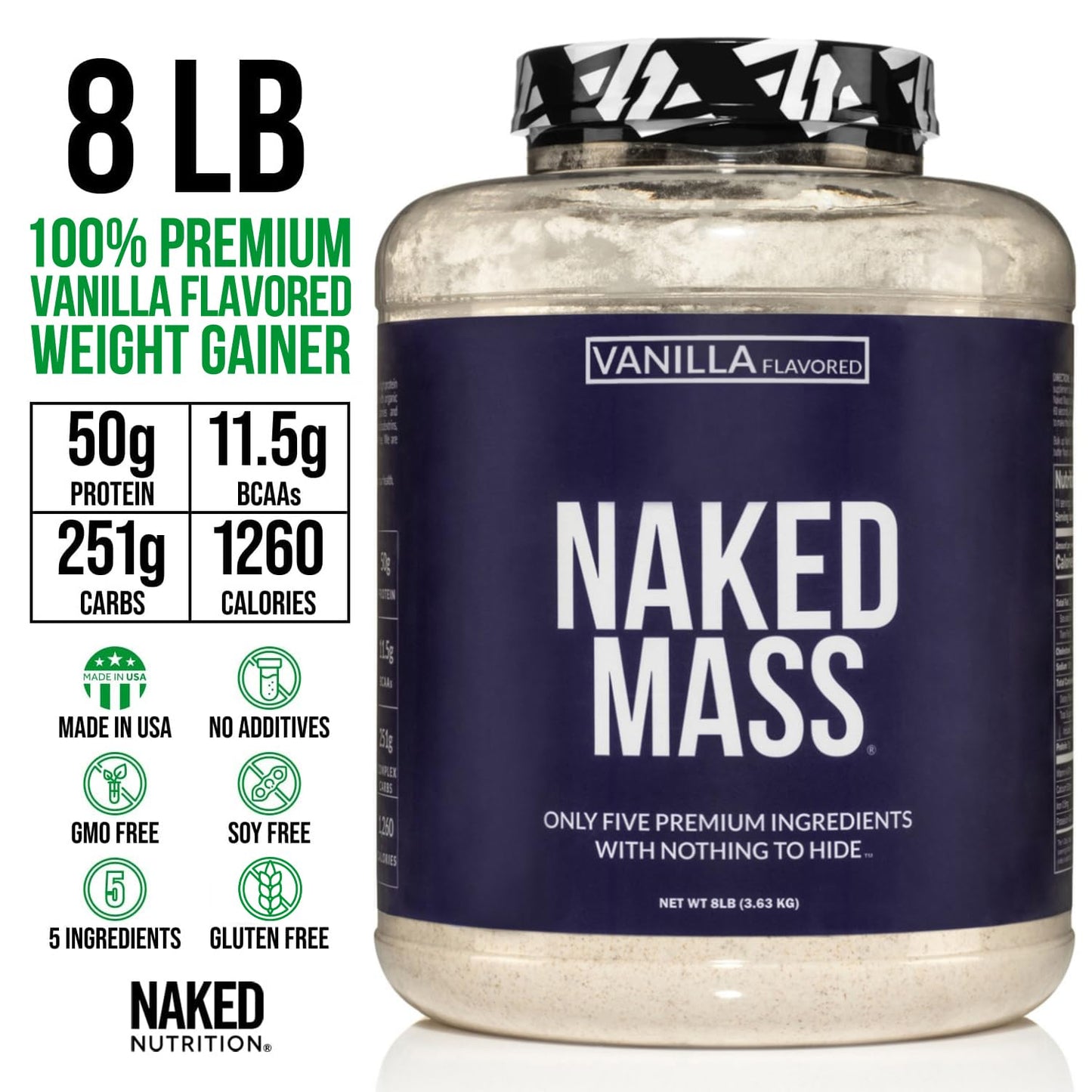 NAKED Chocolate Mass Gainer - All Natural Weight Gainer Protein Powder