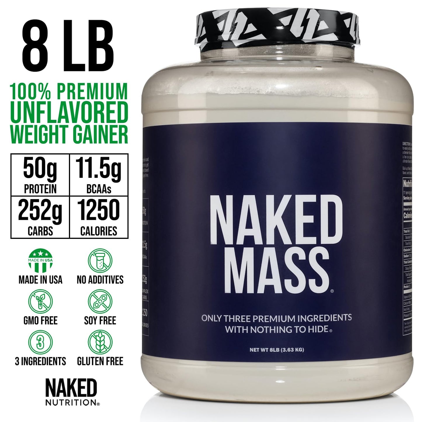 NAKED Chocolate Mass Gainer - All Natural Weight Gainer Protein Powder