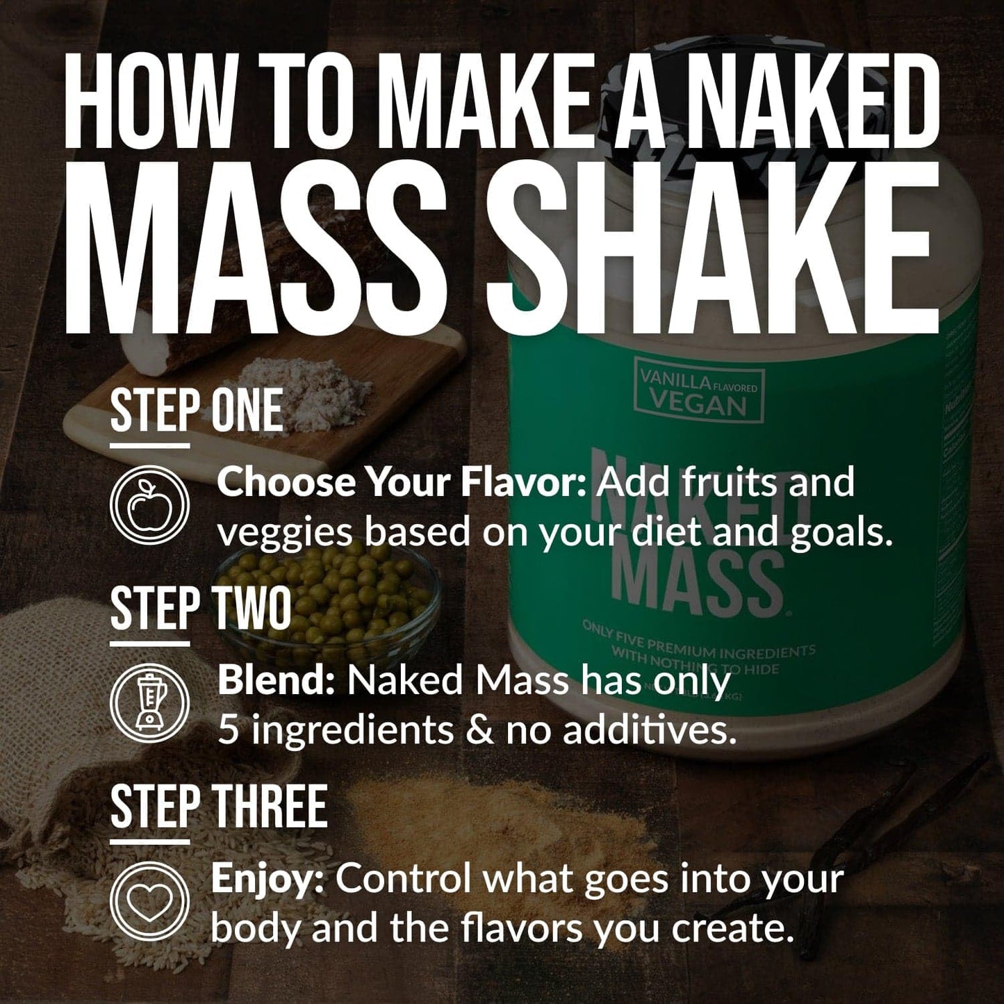 NAKED Vegan Mass - Natural Vegan Weight Gainer Protein Powder