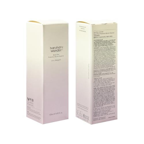 haruharu Wonder Black Rice Probiotics Barrier Essence 4.05 fl. oz., Essence Toner to Strengthen Skin Barrier with Ceramides, Fermented Ingredients, Milky Essence, Moisturizing, Plumping