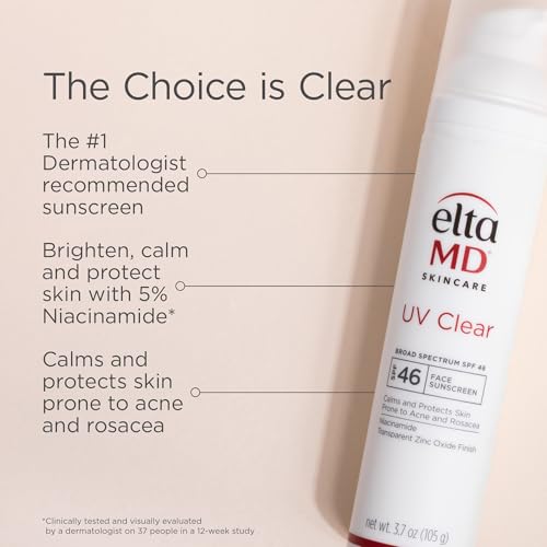 EltaMD UV Clear Face Sunscreen SPF 46, Oil-Free Sunscreen with Zinc Oxide, Dermatologist Recommended