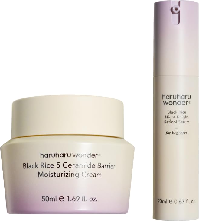 haruharu wonder 5 Ceramide Barrier Moisturizing Cream & Night Knight Retinol Serum Bundle