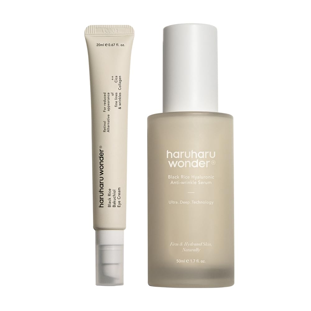 haruharu wonder Black Rice Bakuchiol Eye Cream & Black Rice Hyaluronic Anti-Wrinkle Serum Bundle
