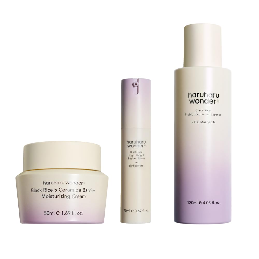 haruharu wonder 5 Ceramide Barrier Cream & Probiotics Barrier Essence & Night Knight Retinol Serum