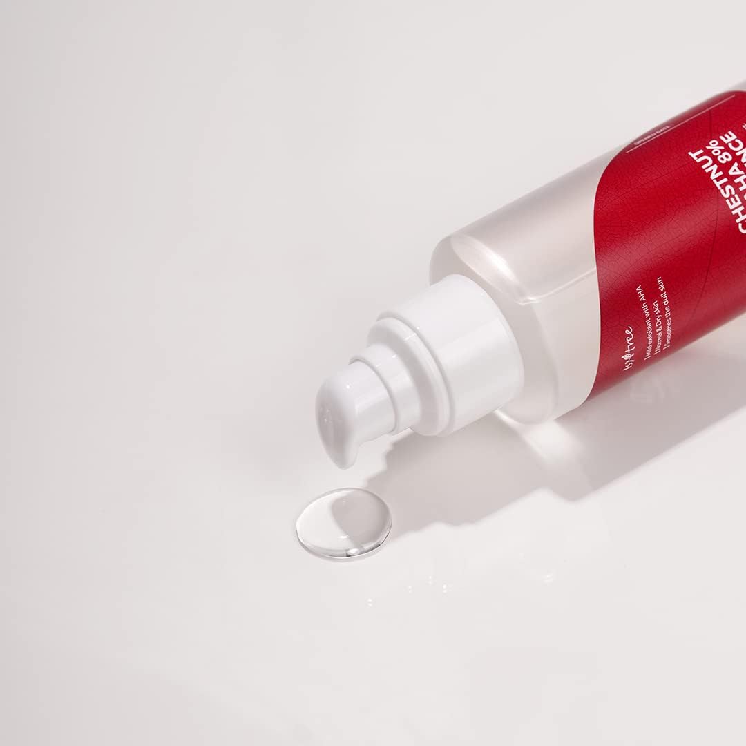 ISNTREE Chestnut AHA 8% Clear Essence 100ml, 3.38 fl oz | Tightening pores Chemical Facial Essence for Dead Skin Cells upcycling Ingredients Chestnut Shells | Korean Skincare