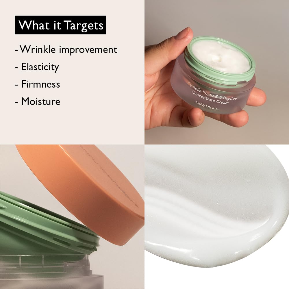 HARUHARU Wonder Centella Phyto & 5 Peptide Concentrate Cream, Daily & Night Cream, Nourishing, Wrinkles improvement for all skin types, Vegan, Cruelty-Free 1.01 fl. Oz