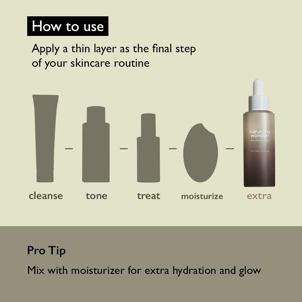 HARUHARU wonder Black Rice Facial Oil 1.01 fl oz (30ml), Moisturing & Soothing effect