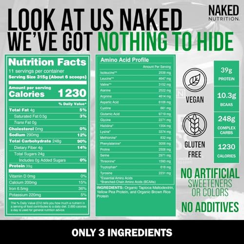 NAKED Vegan Mass - Natural Vegan Weight Gainer Protein Powder