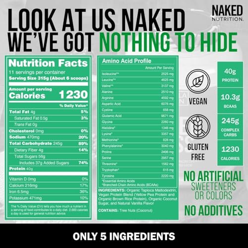 NAKED Vegan Mass - Natural Vegan Weight Gainer Protein Powder