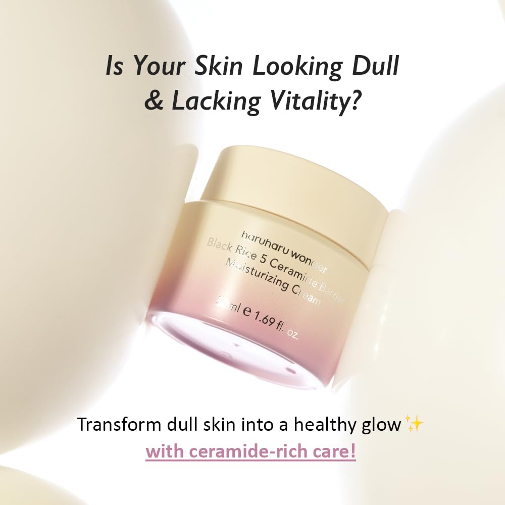 HARUHARU wonder Black Rice 5 Ceramide Barrier Moisturizing Cream, Daily Skin Barrier Care, Long-Lasting Hydration, Soothing & Nourishing, Ceramide Capsules, Korean Skincare 50ml