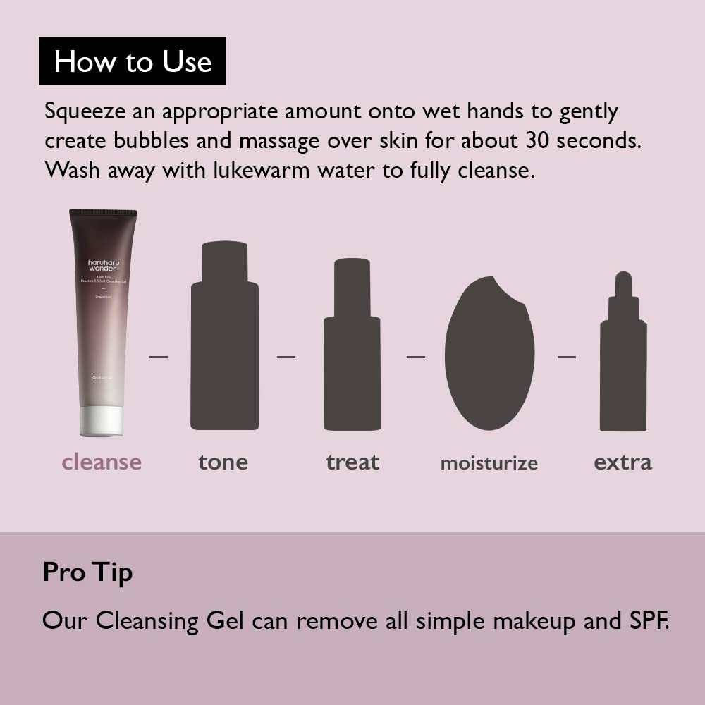 HARUHARU wonder Black Rice Moisture 5.5 Soft Cleansing Gel – Gentle Face Wash for Dry to Normal Skin, Low 5.5pH, Soap Free, Hydrating, Fragrance Free, Daily Use, Korean Skincare, 100ml