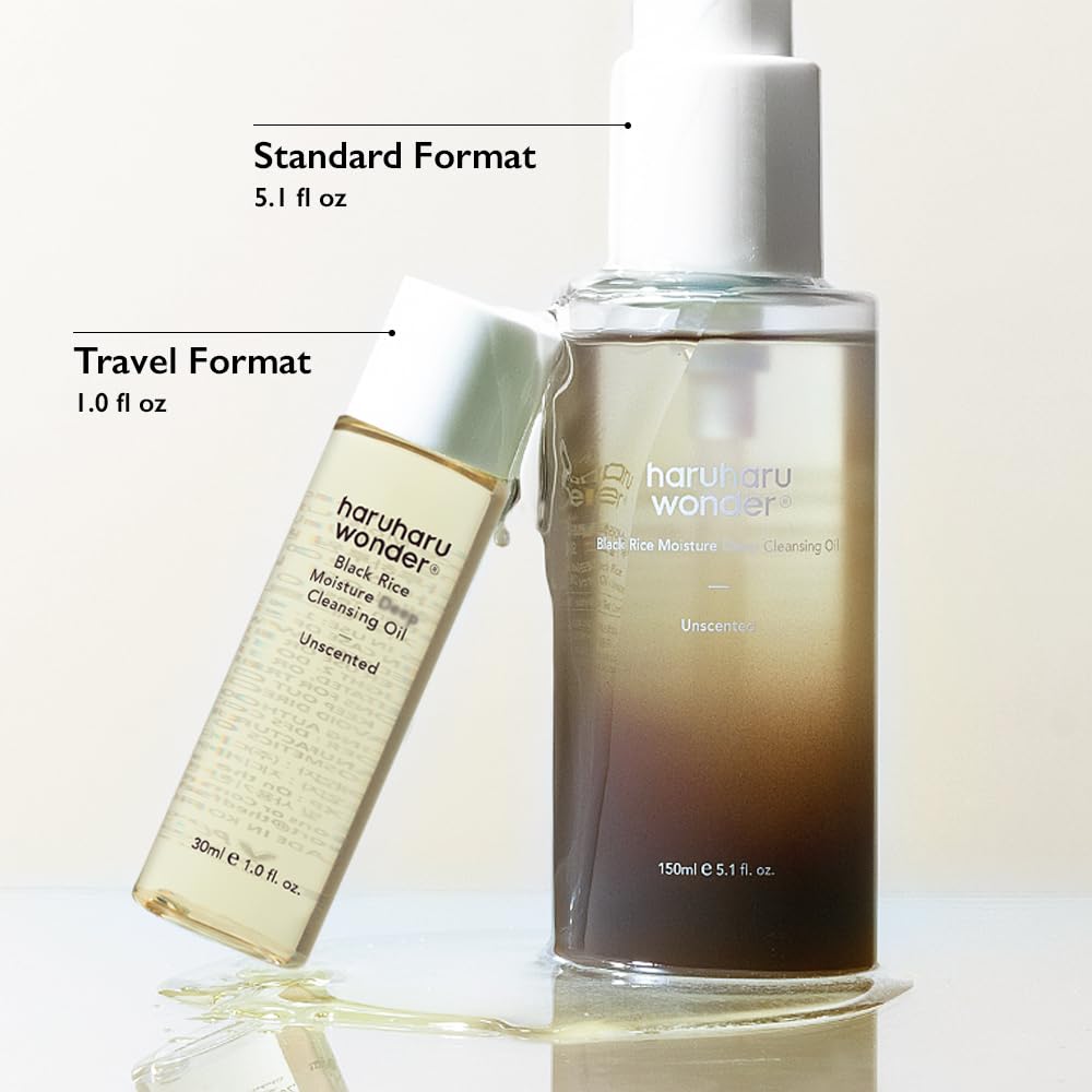 HARUHARU wonder Black Rice Moisture Cleansing Oil, Double Cleansing, Daily Makeup remover, Pore Oil Cleanser, Korean Skincare for sensitive, normal and Oily Skin, 5.1 fl oz