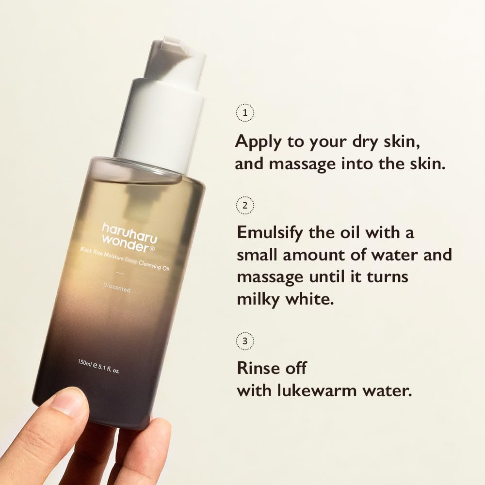 HARUHARU wonder Black Rice Moisture Cleansing Oil & Black Rice Hyaluronic Toner for Sensitive Skin Bundle