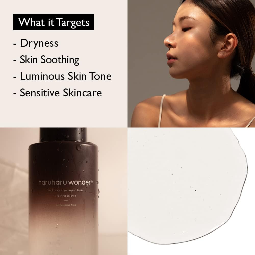 Haruharu Wonder Black Rice Hyaluronic Toner for Sensitive Skin 5.1 fl.oz / 150ml | Alcohol Free, Fragrance Free | Vegan, Crurelty Free, EWG-Green