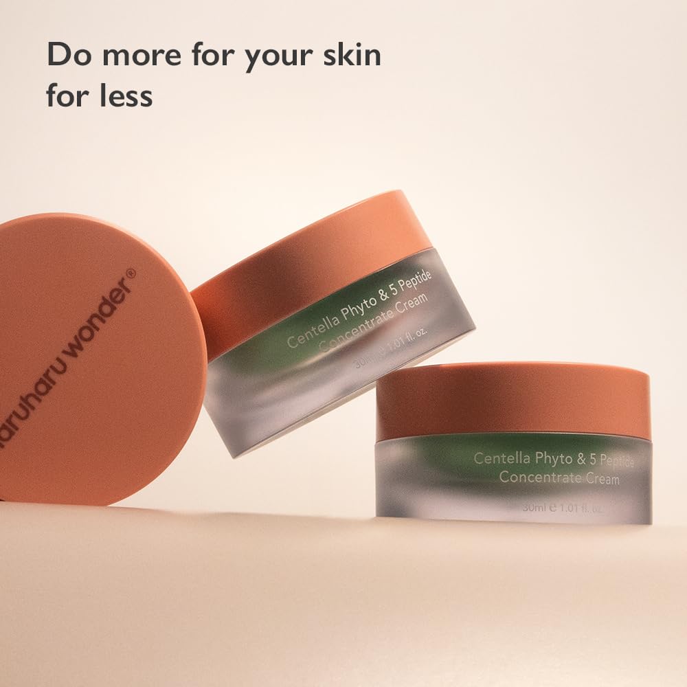 HARUHARU Wonder Centella Phyto & 5 Peptide Concentrate Cream, Daily & Night Cream, Nourishing, Wrinkles improvement for all skin types, Vegan, Cruelty-Free 1.01 fl. Oz