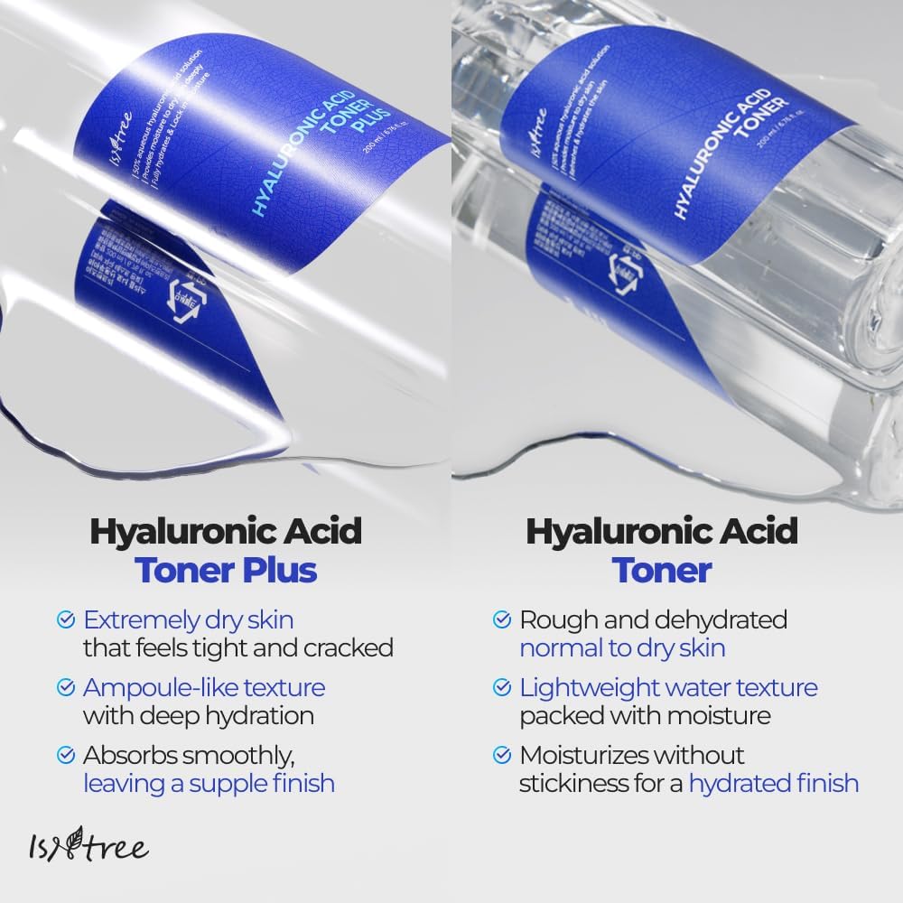 ISNTREE Hyaluronic Acid Toner Plus 200ml, 6.76 fl oz | Korean Skincare | Deep Hydration | 5 Types of Hyaluronic Acid | Ampoule Texture | for Dry & Sensitive Skin