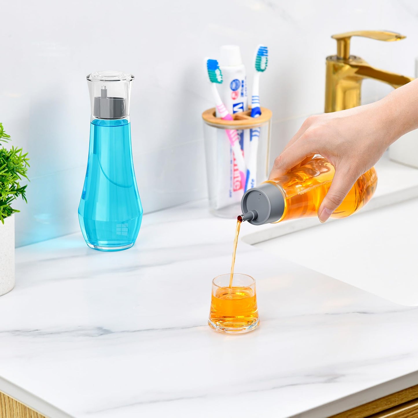 VITVITI Glass Mouthwash Decanter for Bathroom (2 ea)