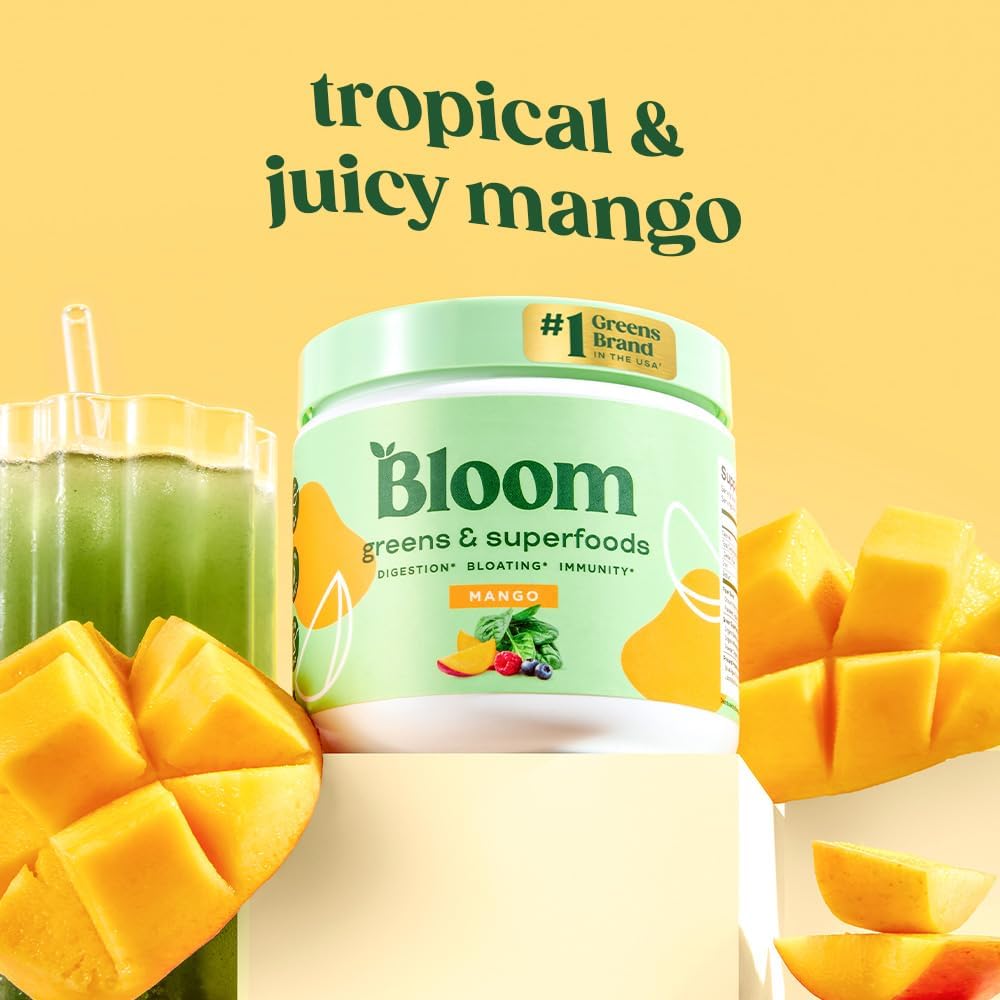 Bloom Nutrition Superfood Greens Powder, Mango + Bovine Colostrum Powder