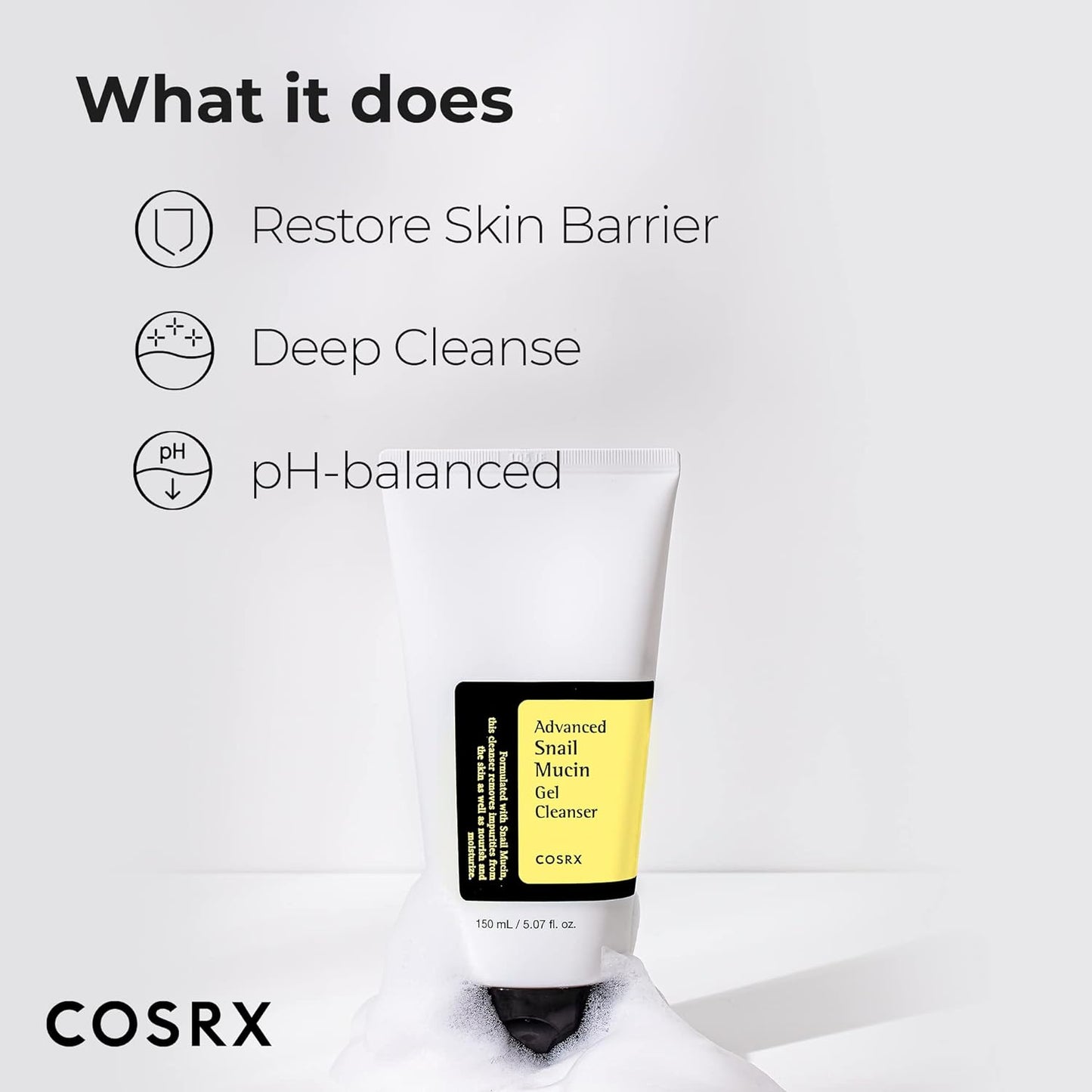 COSRX Advanced Snail Mucin Gel Cleanser, Rich Daily Deep Cleansing Gel