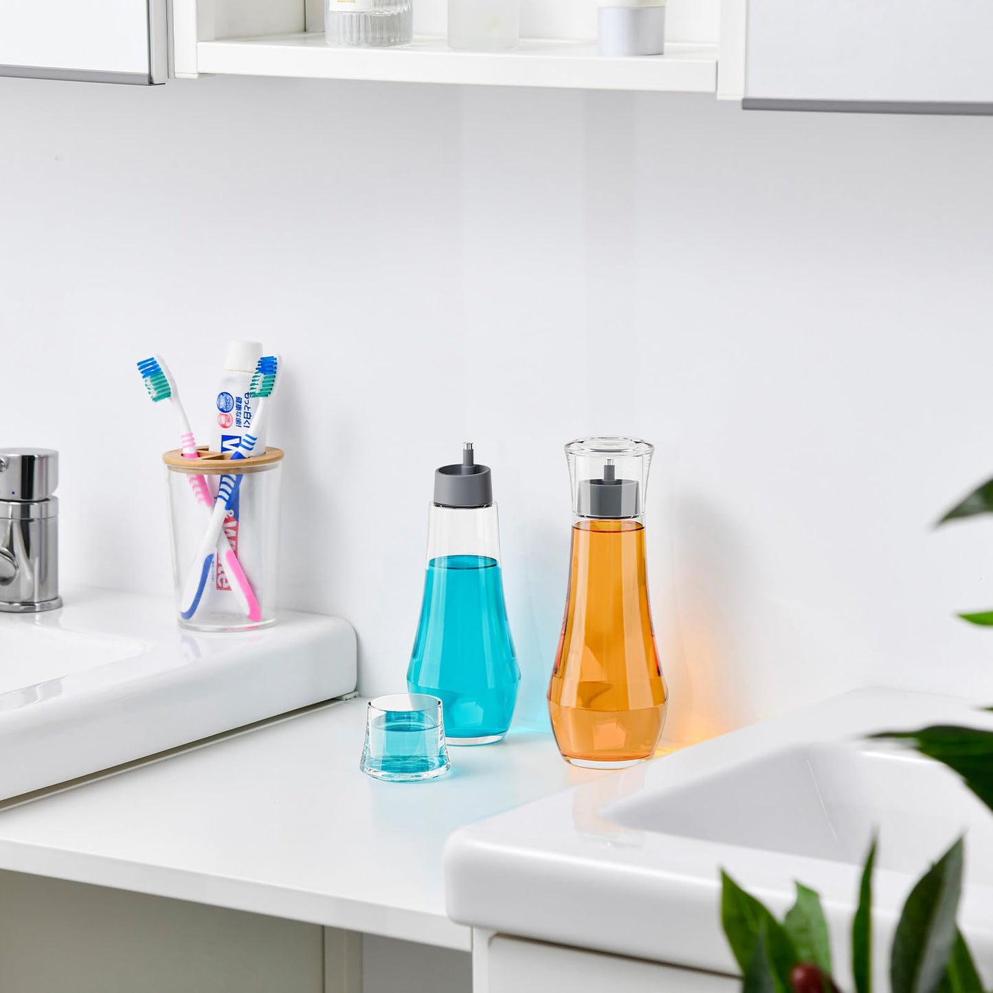 VITVITI Glass Mouthwash Decanter for Bathroom (2 ea)