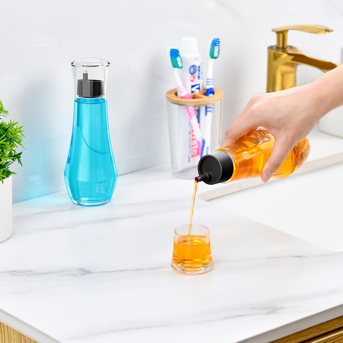 VITVITI Glass Mouthwash Decanter for Bathroom (2 ea)