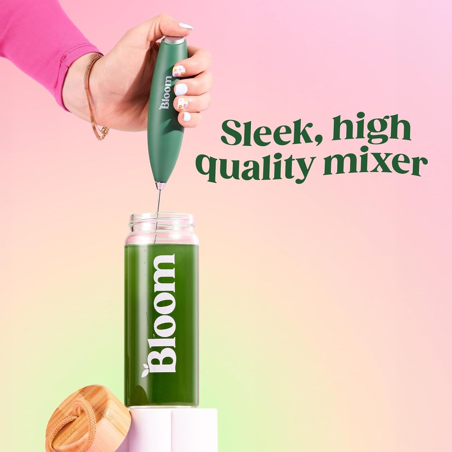 Bloom Nutrition Superfood Greens Powder, Orange Passionfruit + Milk Frother