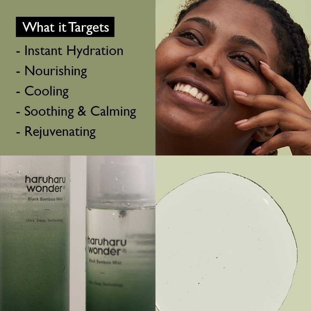 Haruharu Wonder Black Rice Hyaluronic Toner for Sensitive Skin & Black Bamboo Mist Bundle