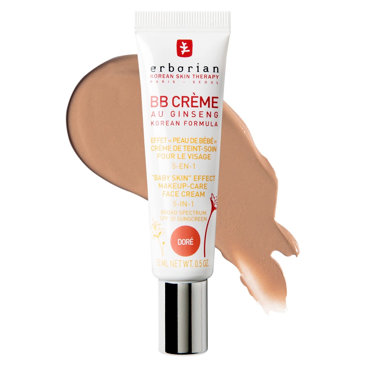 Erborian BB Cream with Ginseng - Lightweight Buildable Coverage with SPF & Ultra-Soft Matte Finish - Korean Face Skincare