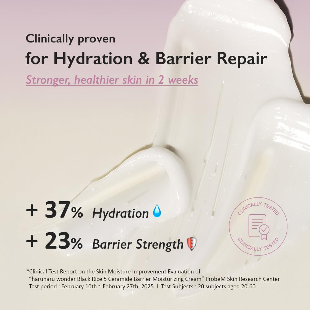 HARUHARU wonder Black Rice 5 Ceramide Barrier Moisturizing Cream, Daily Skin Barrier Care, Long-Lasting Hydration, Soothing & Nourishing, Ceramide Capsules, Korean Skincare 50ml