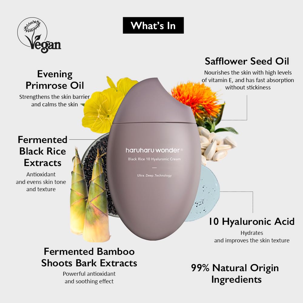HARUHARU wonder Black Rice 10 Hyaluronic Cream, 1.6 fl. oz 50ml
