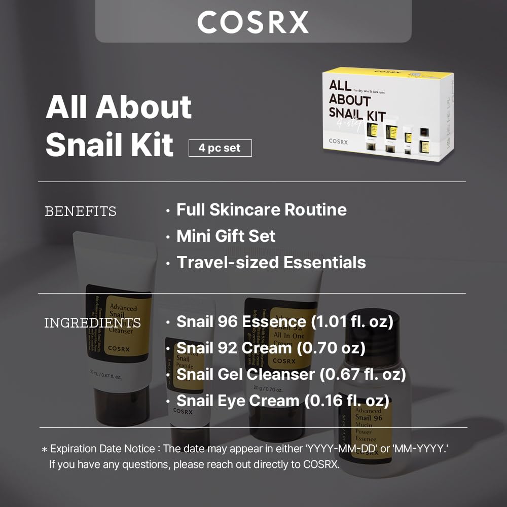 COSRX All About Snail Mucin Set, Mini Travel Essentials